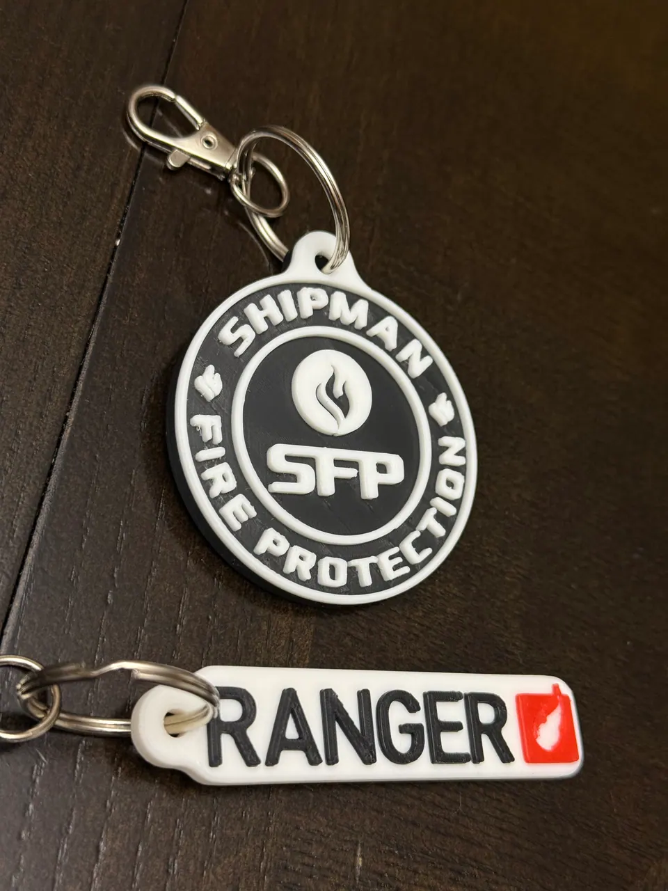 Custom NFC keychains made by Giode3D: Shipman Fire Protection