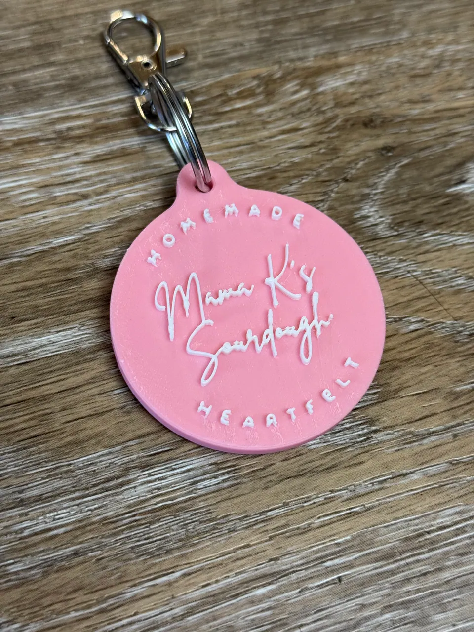 Custom NFC keychains made by Giode3D: Mama K's Sourdough