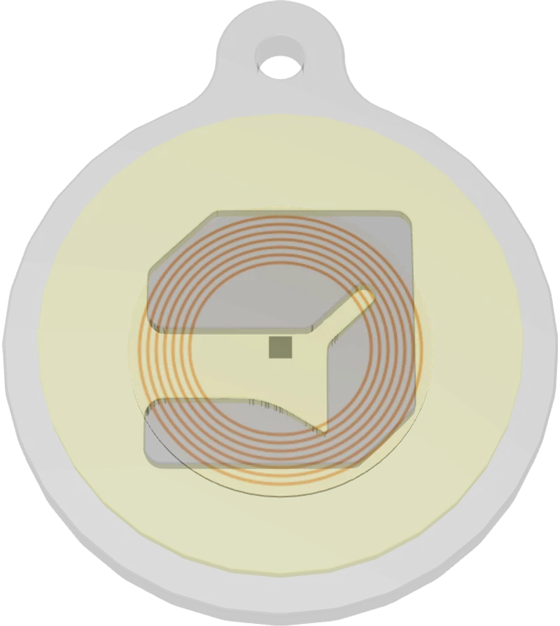 X-ray view of the keychain: you can see the NFC chip’s antenna inside